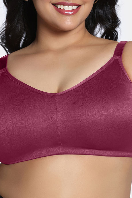 Zivame True Curve Jacquard Lightly Lined Non Wired Full Coverage Minimiser Bra - Red Plum — image 6